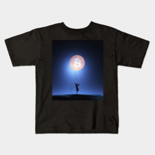 Bitcoin Moon BTC Cryptocurrency as Moon Bollon Kids T-Shirt